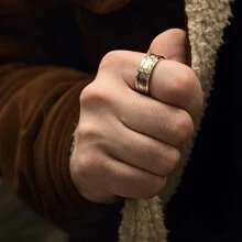 Hammer Patterned Men's Wedding Ring, Men's 8mm Stainless Steel Wedding Ring, Hammer Patterned Brushed Wedding Ring, Unique Men's Ring,
