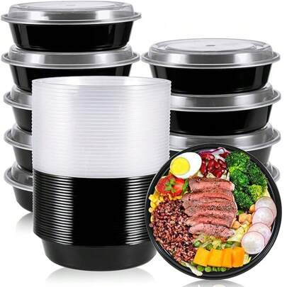 [24 Oz - 50 Pack ]Round Meal Prep Containers Reusable - Microwaveable, Dishwasher And Freezer Safe, Portion Control And Convenience Food Storage With Lids, Stackable