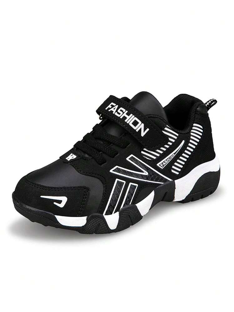 1 Pair Teenage PU Leather Low-Top Running Shoes, Lightweight Casual Sneakers For Teenagers, Suitable For Spring, Summer, Autumn, Winter - Black and White - View 5