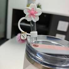 Bộ 2 nắp có ống hút, phù hợp với cốc thủy tinh 40oz, kiểu dáng tối giản hiện đại, họa tiết 26 chữ cái và hoa anh đào, chống rò rỉ, thích hợp cho sinh nhật, ngày Valentine, họp mặt gia đình và các dịp khác. - nhiều màu - Xem 2