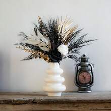 1 Pc Bohemian Style Artificial Flower Bouquet - Black And White Rose Combination, Plastic Floral Arrangement, Suitable For Home, Wedding, Vase Decoration, Perfect For Halloween, Thanksgiving, Valentine's Day, Graduation Ceremony, Valentine's Day, Gift Gifts Birthday,Fall Decor,Autumn,Fake Plants