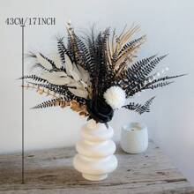 1 Pc Bohemian Style Artificial Flower Bouquet - Black And White Rose Combination, Plastic Floral Arrangement, Suitable For Home, Wedding, Vase Decoration, Perfect For Halloween, Thanksgiving, Valentine's Day, Graduation Ceremony, Valentine's Day, Gift Gifts Birthday,Fall Decor,Autumn,Fake Plants