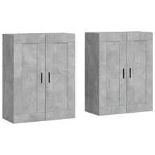 Concrete Grey Engineered Wood Wall Mounted Cabinets Set Of 2 Modern Storage Solution For Home Office Or Living Room - Grey - View 2