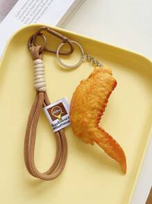 1pc Simulatie Voedsel Hanger, Decoratieve Sleutelhanger Inclusief Sushi, Rijstbal, Chips, Gebakken Kip, Gebakken Ei, Handgemaakt Touw, Mode Accessoire Voor Tas, Telefoon, Camera, Unisex Klein Cadeau