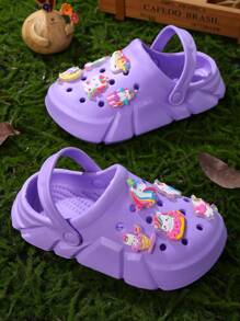 HOEASE Casual Breathable Clogs With Cute Cartoon Luminous Charms For Girls, Quick Drying Lightweight Anti Slip Garden Shoes For Indoor Outdoor Shower Beach Pool, All Seasons