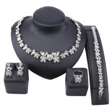 Women Elegant Cute Bear Heart Crystal Necklace Earring Bracelet Ring Party Engagement Anniversary Gifts Jewelry Sets
