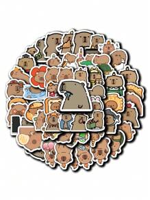 64pcs Capybara Stickers Cute Brown Stickers, Vinyl Waterproof Stickers For Laptop,Decorate Party Skateboard Phone Case Water Cup Guitar Sticker Sticker Can Diy Sticker