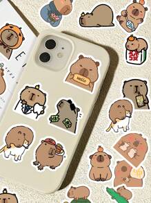 64pcs Capybara Stickers Cute Brown Stickers, Vinyl Waterproof Stickers For Laptop,Decorate Party Skateboard Phone Case Water Cup Guitar Sticker Sticker Can Diy Sticker