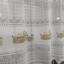 1pc White/Beige Lace Curtain For Kitchen 1mtr/2mtrs Width X 1.30 Height With Fruit Bowl, Teapots And Flower Vases Print