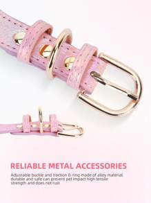 全新 1 件 PU 皮革精致宠物狗项圈，优质皮革面料和合金配件。漂亮的宝石装饰。 - 彩色 - 查看 4