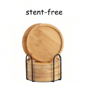 6pcs Bamboo Coasters Set Not Included Holder, Suitable For Coffee Tables, Wooden Coasters For Potted Plants, Desk Protection, Housewaming Gifts, Square/Round Bamboo Coasters For Flower Pots, Beverage Trays, Desk Potted Plant Protection, Home Office Decor