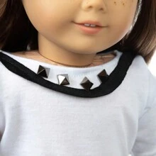 16-18 英寸重生婴儿娃娃衣服，2 件套白色流苏上衣和黑色流苏裤子，娃娃服装配饰礼物（不含娃娃） - 彩色 - 查看 2