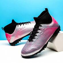 男式足球鞋硬地足球鞋成人运动户外/室内专业五人制足球训练运动鞋 - 銀色 - 查看 2