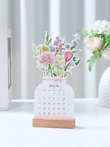 1 Set Calendario de escritorio con flores 2025, Calendario creativo con forma de flor y colorido, Ornamento de mesa, Planificador de calendario de Año Nuevo con base, Decoración de escritorio, Decoración del hogar