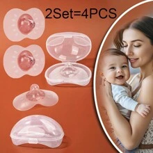 SAIDAH 2 piezas Protectores de pezones de silicona con forma de mariposa para alimentación de la madre lactante, cubierta de pezones suave con estuche de PP