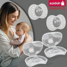 SAIDAH 2 piezas Protectores de pezones de silicona con forma de mariposa para alimentación de la madre lactante, cubierta de pezones suave con estuche de PP