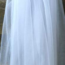 1 Pc Bridal Short Veil With Ruffled Multi-Layer Lace, White, Black Or Nude Tulle Puff For Photo Shoot