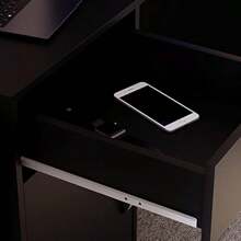 Computer Desk With Awer And Door Home Office PC Laptop Table Gaming Study Workstation Storage Cupboard Furniture Black - Black1 - View 5