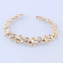 Women Elegant Cute Bear Heart Crystal Necklace Earring Bracelet Ring Party Engagement Anniversary Gifts Jewelry Sets