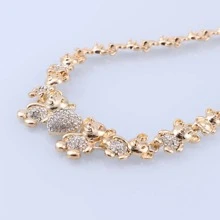 Women Elegant Cute Bear Heart Crystal Necklace Earring Bracelet Ring Party Engagement Anniversary Gifts Jewelry Sets