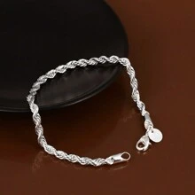 925 Sterling Silver 4mm Chain Male Twisted Rope Necklace Bracelets Fashion Women Men Silver High Quality Jewelry Set