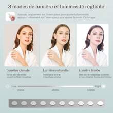 Schminktisch mit Beleuchtung, Einstellbarer Helligkeit, Schminktisch mit Spiegel und Steckdose, Schminktische mit 7 Schubladen, 6 Regale & 5 Haken, Moderner Kommode, Schlafzimmer, weiß