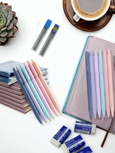 Automatic Pencil Set 0.5mm/0.7mm, 6 Color Shell Automatic Pencils, Lightweight And Comfortable Grip, Suitable For Writing And Drawing Automatic Pencils, Retractable 0.5/0.7mm Pen Tip, For Writing, Drawing, Sketching, School Office Supplies, Student Learning Supplies Back To School Gift