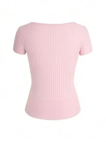 Vaiaye Christmas Women Casual Button Up Ribbed Slim Fit Long Sleeve Sweater , T-Shirt Suitable For Summer And Autumn/Winter Seasons,Long Sleeve Tops