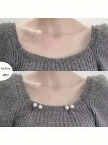 3 件随机颜色优雅仿珍珠设计衣夹：白色、香槟色和浅灰色 - 完美为您的服装、腰带增添一丝优雅