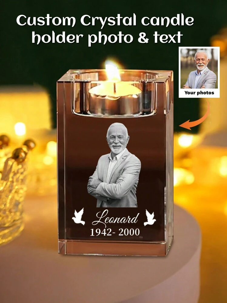 פמוט קריסטל מותאם אישית 1 יחידות עם תמונה וטקסט, דיוקן משפחתי תלת-ממדי מותאם אישית, תמונה וטקסט קריסטל חרוטים בתלת-ממד, פמוט מותאם אישית עם תמונה וטקסט, נר זיכרון, מתנת זיכרון לכלב, מתנת יום הולדת, יום האהבה, עיצוב יום האהבה, התאמה אישית רטרו מהודרת, מותאם אישית, ייחודי, מתנה אידיאלית לחבר, חברה, אבא, אמא, משפחה, חברים, חיות מחמד, עיצוב הבית, סלון, עונת סיום לימודים, חיים איטיים, עבודות יד בהתאמה אישית, חידוש הבית, לוח שנה לחגים - ריבוי צבעים - ראה 6