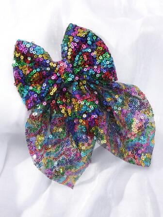 1pc Glitter Mesh Bow Hair Clip, Children Hair Accessory