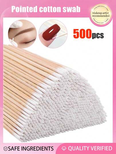 500pcs Double Headed Nail Polish Wiping Wooden Stick ,400/300/200/100/10pcs Small Tip Double Head Tattooed Eyebrows Beauty Makeup Tools For Wiping,1/2/3/4/5/6pack For Packaging Method, Disposable Ultra-Thin Cleaning Swabs, Mini Wooden Sticks For Makeup, Eyelash, Nail Cleaning, Removing Glue, Dust, Multipurpose Buds Accessories