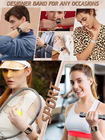 Unbeinst 1 pieza Correa de reloj de silicona suave con estampado de leopardo, compatible con Ultra Series 10 9 8 7 SE 6 5 4 3 2 1