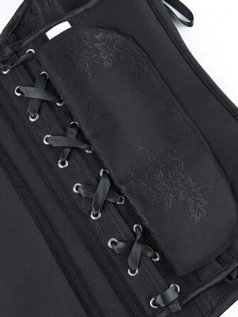 Overbust Corset Top With Zipper, Lace-Up Back, Floral Print, Strapless Bustier Bodysuit For Women, Tight Fitting Shapewear For Costume, Masquerade, Halloween