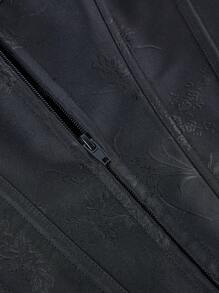 Áo nịt ngực có khóa kéo, buộc dây phía sau, họa tiết hoa, áo liền quần không dây cho nữ, đồ định hình bó sát dùng cho hóa trang, hóa trang, Halloween - màu đen - Xem 6