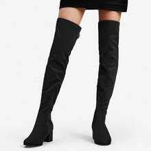 Women's Over The Knee Thigh High Chunky Heel Boots Long Stretch Sexy Fall Boots - Black - View 4