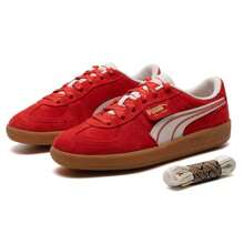 Puma Palermo Snaker Unisex Casual Sneakers, Fashion Low-Top Comfortable Skateboard Shoes, 401856-01 - Red--gold - View 4