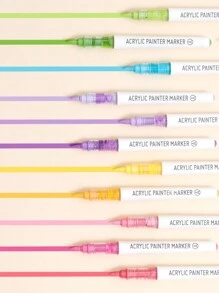 9/126 pièces Stylos de peinture acrylique vibrants - Embouts de brosse doux, à base d'eau, séchage rapide, pouvant être mélangés et résistants à la lumière - Idéal pour la peinture sur canevas, pierres, bois, verre, céramique, tissu, DIY, Halloween et idées de cadeaux de Noël pour la rentrée scolaire