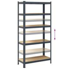 5 Tier Anthracite Steel And Engineered Wood Storage Shelf For Home And Office Organization - Black - View 7