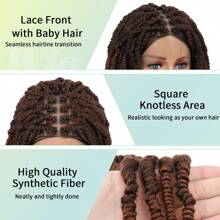 Full Double Lace Braided Wigs Knotless Spring Twisted Braids Wigs Passion Twist Wigs For Women 16 Inches Synthetic Lace Front Bob Braid Hair Wigs