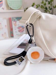 1pc Simulatie Voedsel Hanger, Decoratieve Sleutelhanger Inclusief Sushi, Rijstbal, Chips, Gebakken Kip, Gebakken Ei, Handgemaakt Touw, Mode Accessoire Voor Tas, Telefoon, Camera, Unisex Klein Cadeau