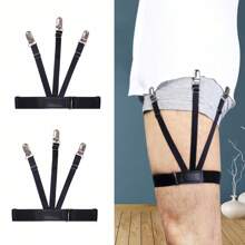 2pcs/Set Shirt Garter & Adjustable Leg Garter, Anti-Slip & Crease Resistant - Black - View 11