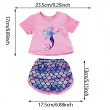 4 件/套 18 英寸女孩娃娃配饰，粉色美人鱼睡衣服装（包括 1 套睡衣、1 双凉鞋），儿童角色扮演娃娃/生日礼物 - 粉色 - 查看 3