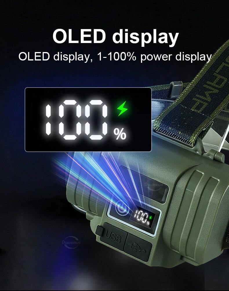 Potente torcia LED ricaricabile tramite USB mAh con luce laterale