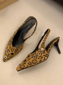 2024 Autumn/Winter New Arrivals Women Shoes, Multi-Color V-Shaped Buckle Decor, Pointed Toe Stiletto Heel, Backstrap Pumps - Brown - View 2