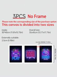 3 st kemisk fiber oinramad målning, modernt spelkontrollmönster oinramad bild för hemmet - Multifärgad - Visa 13
