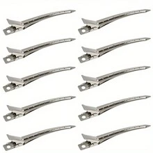 10 piezas/20 piezas Clips de pelo de metal hueco de color plateado de 3.5 pulgadas, de moda y sencillos, accesorios de cabello estilo Y2K convenientes para mujeres y niñas, adecuados para peinados diarios en el salón, accesorios para la cabeza, pinzas de pelo, pasadores de pelo - Plateado - Ver 11