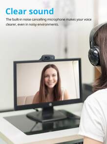 C270 HD Webcam USB PC Laptop Desktop Webcam Video Conferencing Webcam With Microphone Plug & Play - Black - View 2