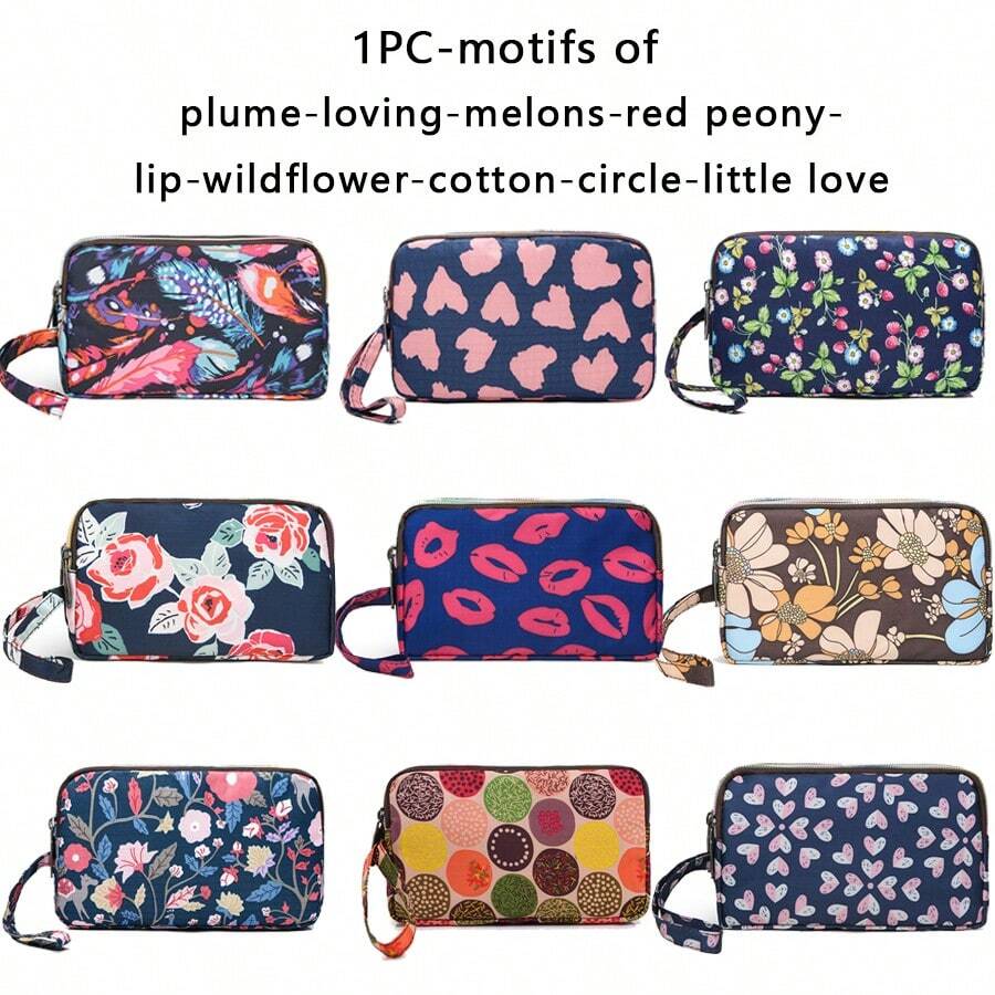 1pc Women's Clutch Wallet, Large Capacity 3-Zipper Handbag, Daily Makeup Pouch, Can Hold Keys & Coins - Multicolor - View 1