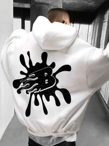 Felpa con cappuccio da uomo con stampa ritratto cartone animato, casual, versatile per sport e pendolarismo, manica lunga